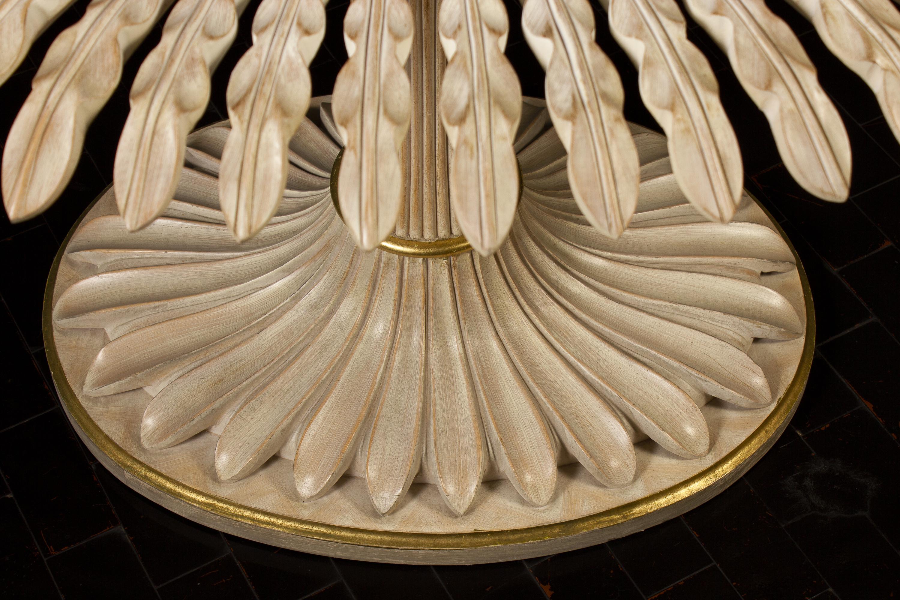 Sculpture de palmier en bois doré et table de salle à manger ou de centre peinte, Italie, 1970 en vente 1