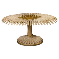 Used Palm Sculpture Gilt-wood and Painted Dining or Center Table, Italy, 1970