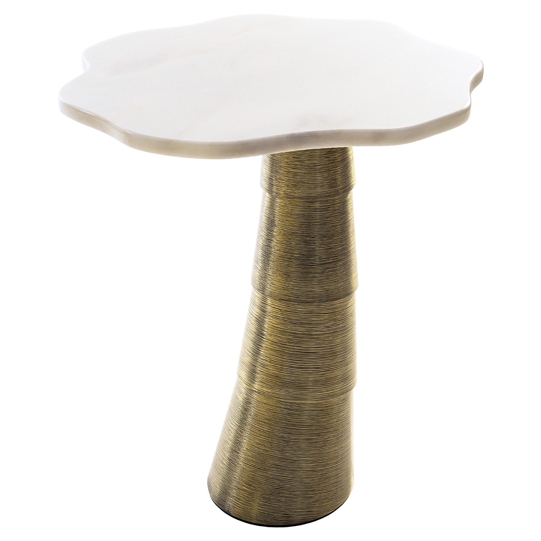 Palm Side Table, Estremoz and Brass, InsidherLand by Joana Santos Barbosa For Sale