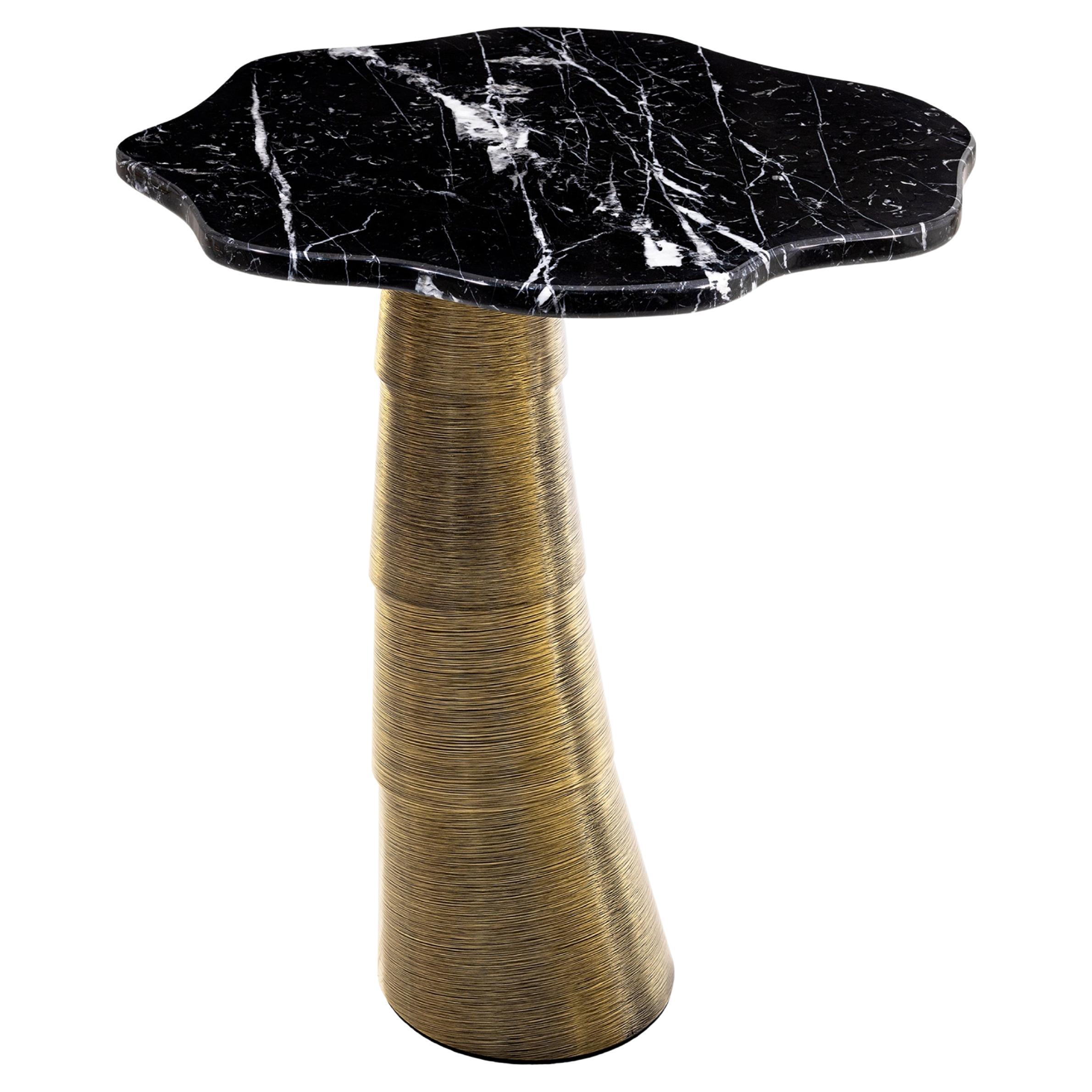 Palm Side Table, Nero Marquina and Brass, InsidherLand by Joana Santos Barbosa For Sale
