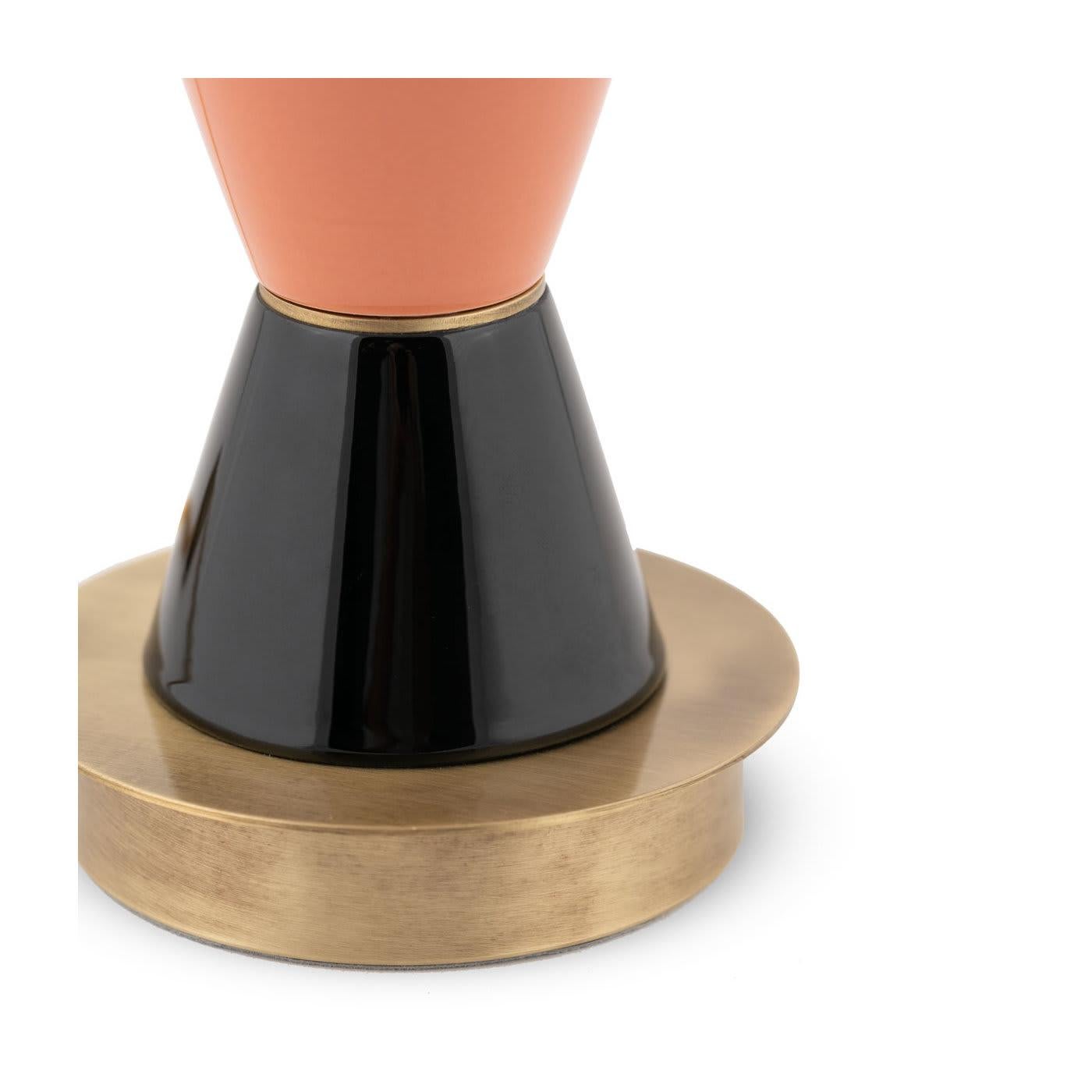 Palm Pequeña Lámpara de Mesa Negra y Melocotón en venta 2