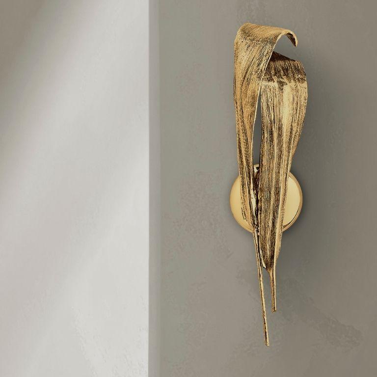 XXIe siècle et contemporain Palm Small - Applique en laiton avec finition polie or en vente