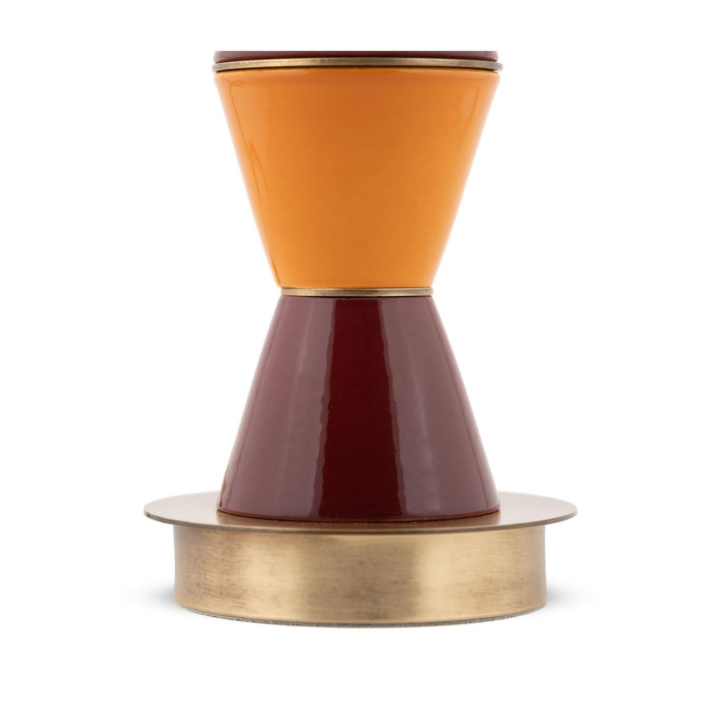 Ceramic Palm Small Burgundy and Orange Table Lamp For Sale
