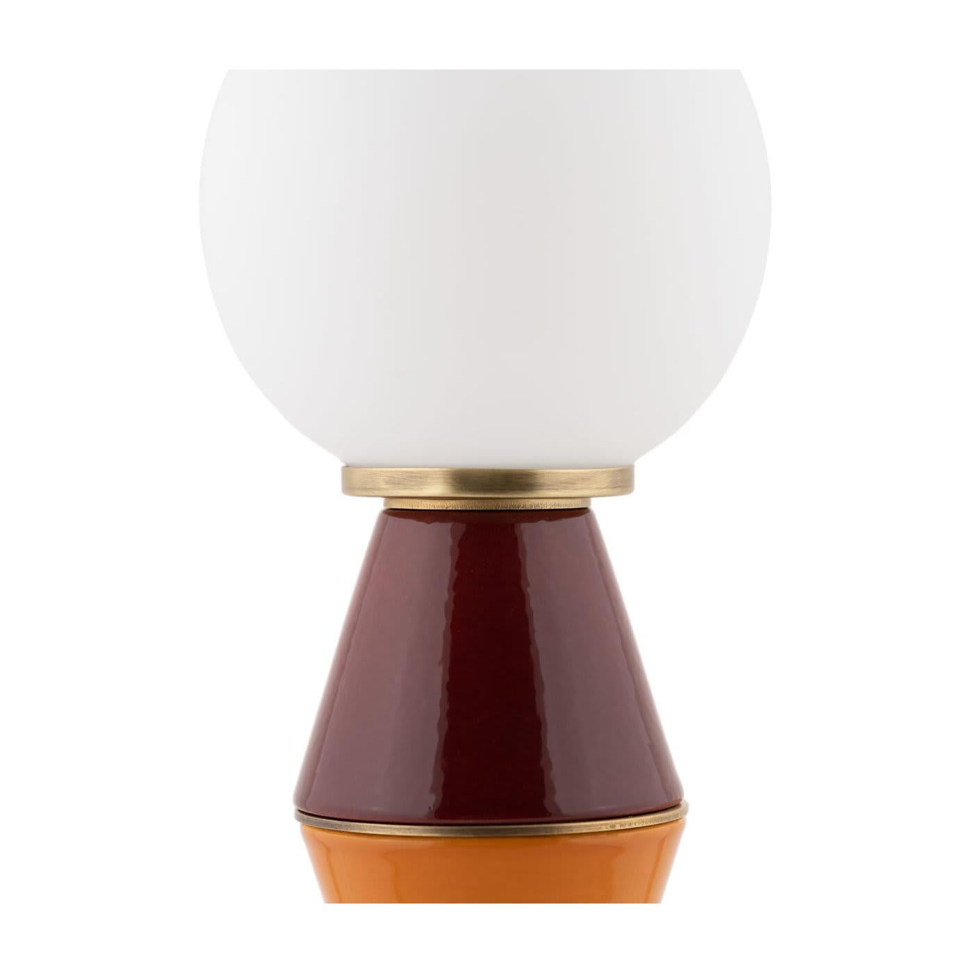Palm Small Burgundy and Orange Table Lamp For Sale 3