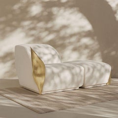 Palm Sofa, Wild White Fabric Upholstery, Organic Design, New