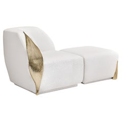 Palm Sofa, Wild White Fabric Upholstery, Organic Design, New