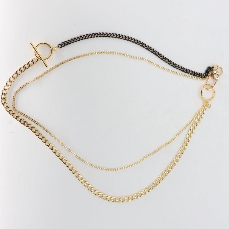 Women's or Men's Palm Springs - 18k Gold Plaquette - Double Noir Link Patchwork Necklaces For Sale
