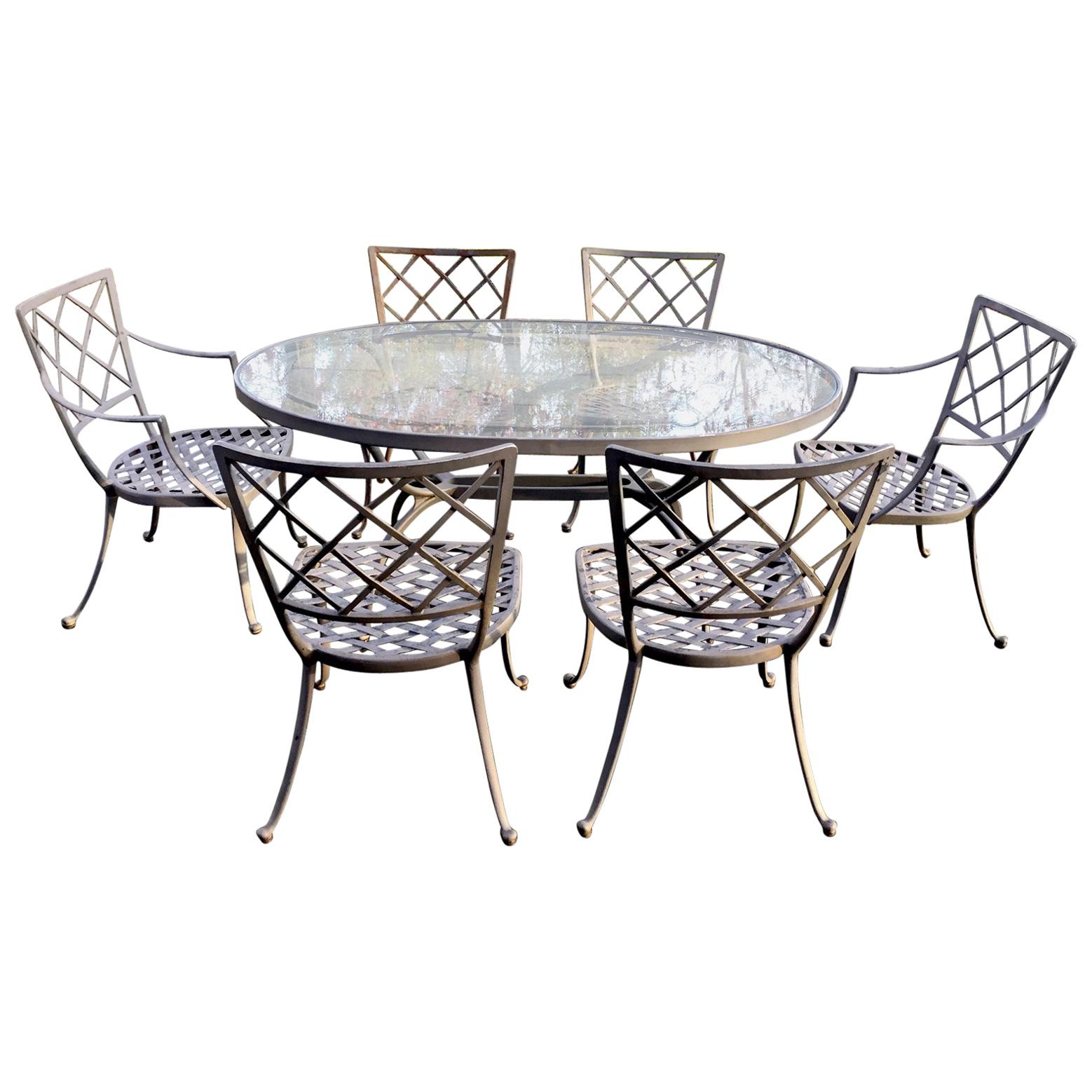 Palm Springs Cool Oval Brown Jordan Patio Table and Set of 6 Chairs