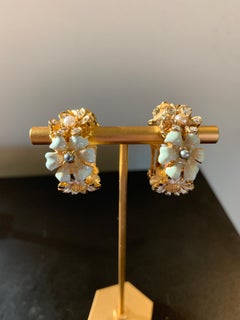 Kenneth Jay Lane Multi-Floral Clip-On Hoops PSF Vintage Earring Collection