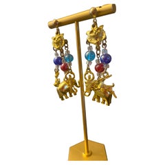 Whimsical “Dr. Doolittle” Pierced Ear Dangle Earrings PSF Vintage Collection