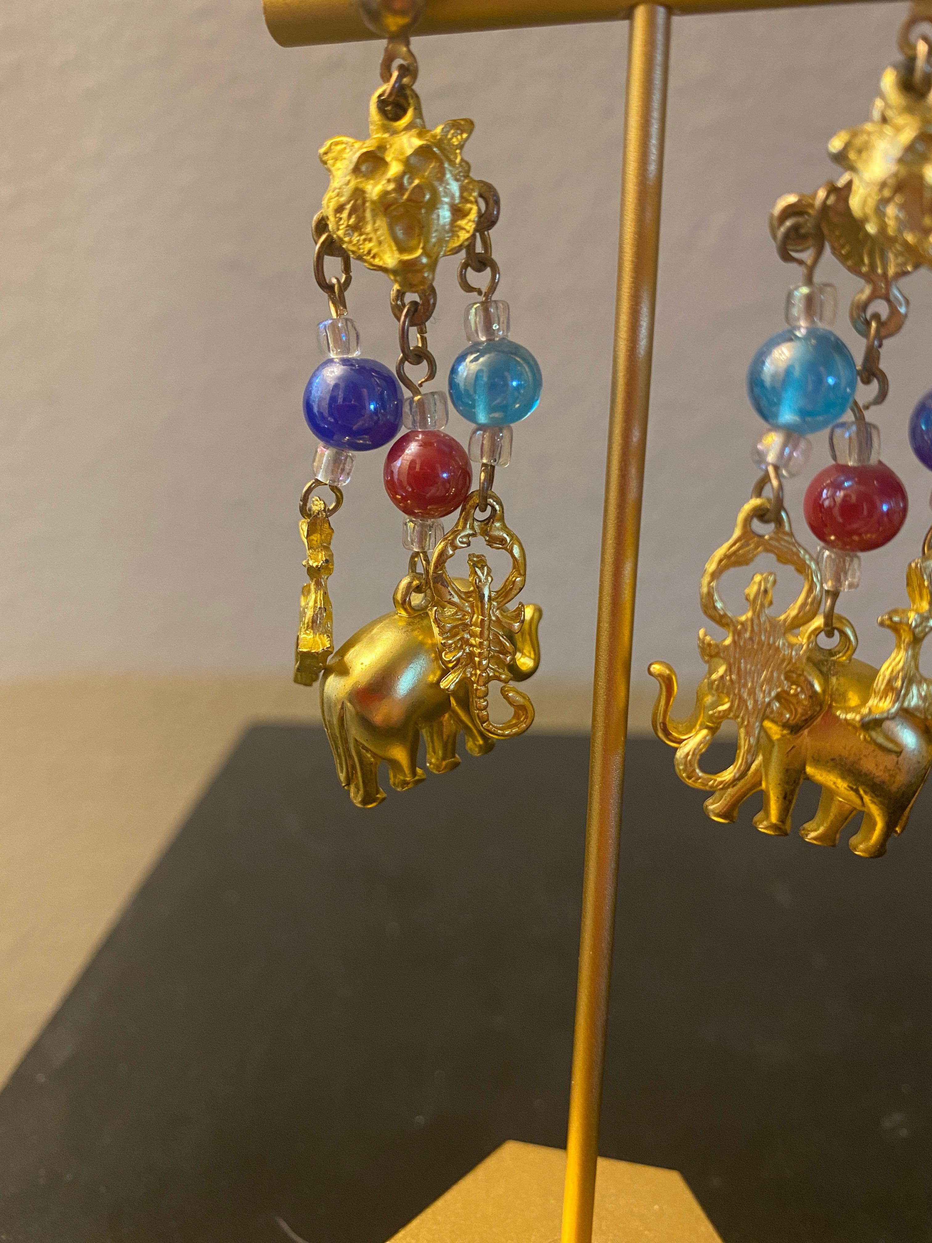 Whimsical “Dr. Doolittle” Pierced Ear Dangle Earrings PSF Vintage Collection  In Good Condition For Sale In Palm Springs, CA