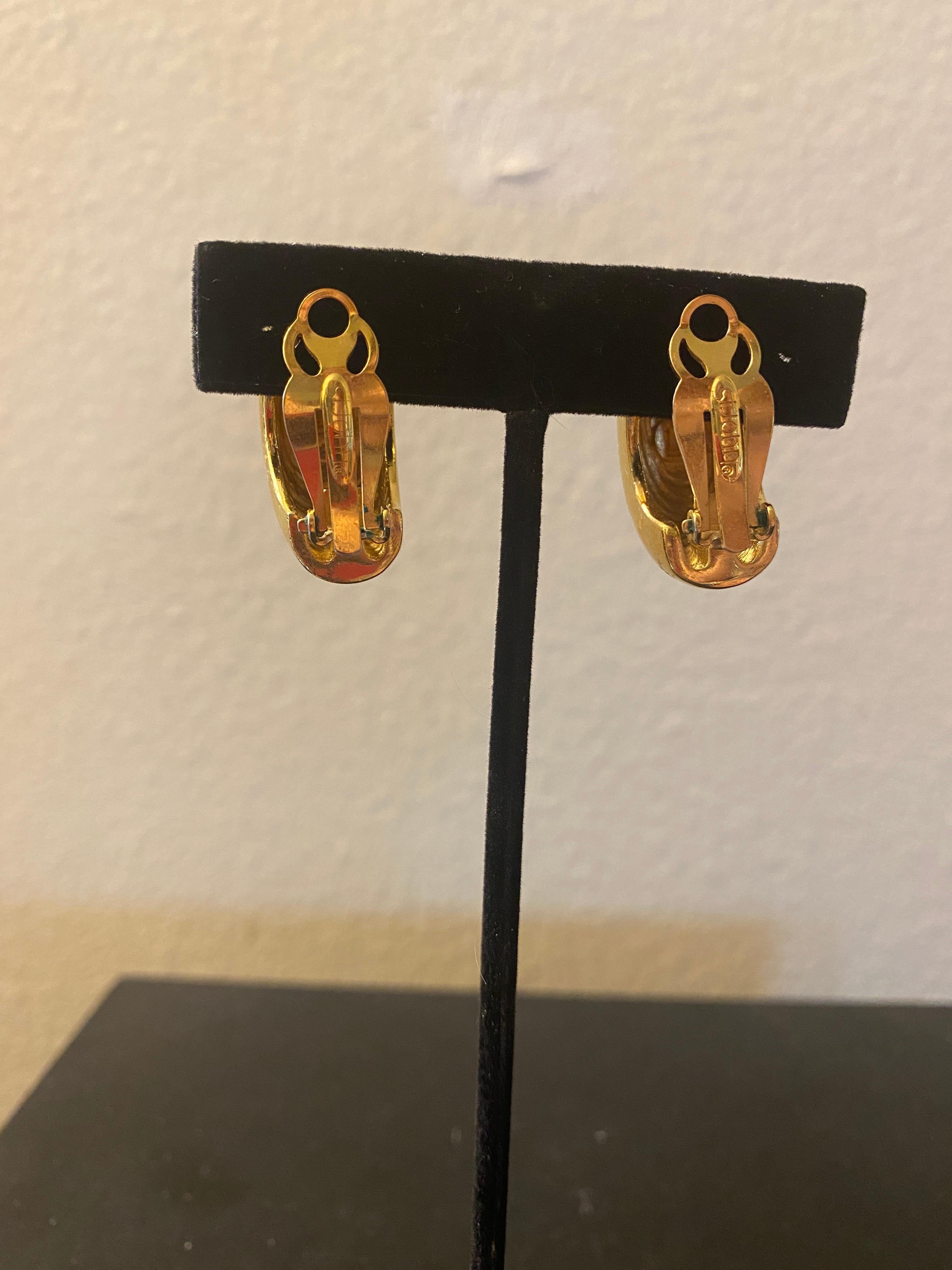 Women's St. John Modernist Gold Plate 1980s Clip-On Earrings PSF Vintage Collection For Sale