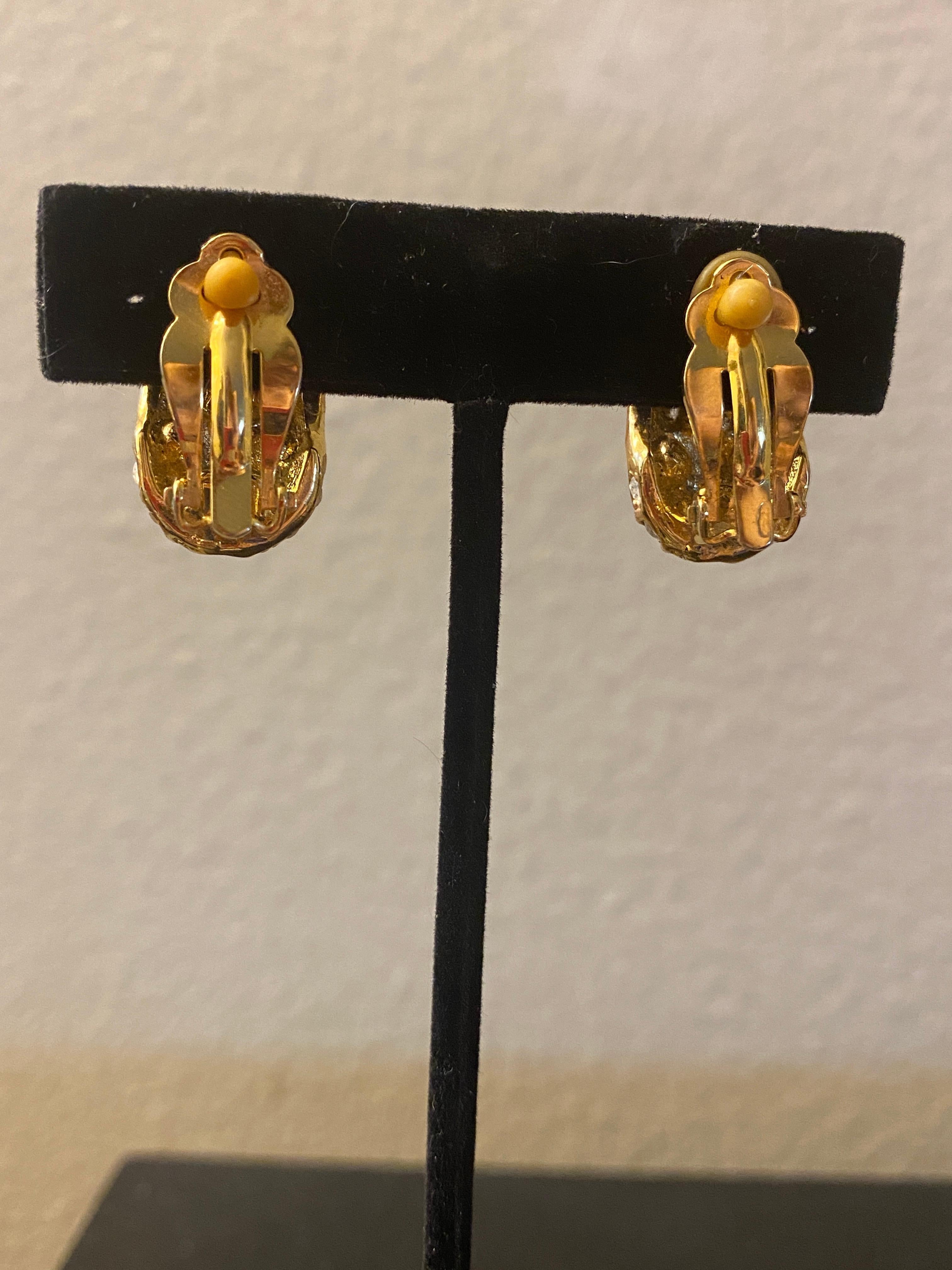 Art Deco Multi-Color Gemstone Clip-On Earrings by Joan Rivers PSF Vintage Collection For Sale