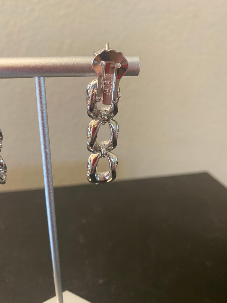 Rhinestone 1950s Designer Clip-On Dangle Earrings PSF Vintage Collection For Sale 1