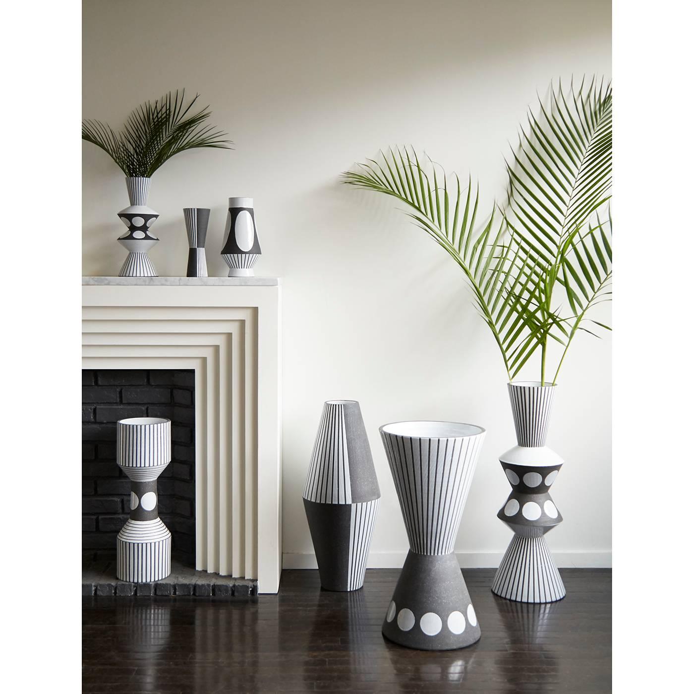 Contemporary Palm Springs Giant 'Checker' Stoneware Vase
