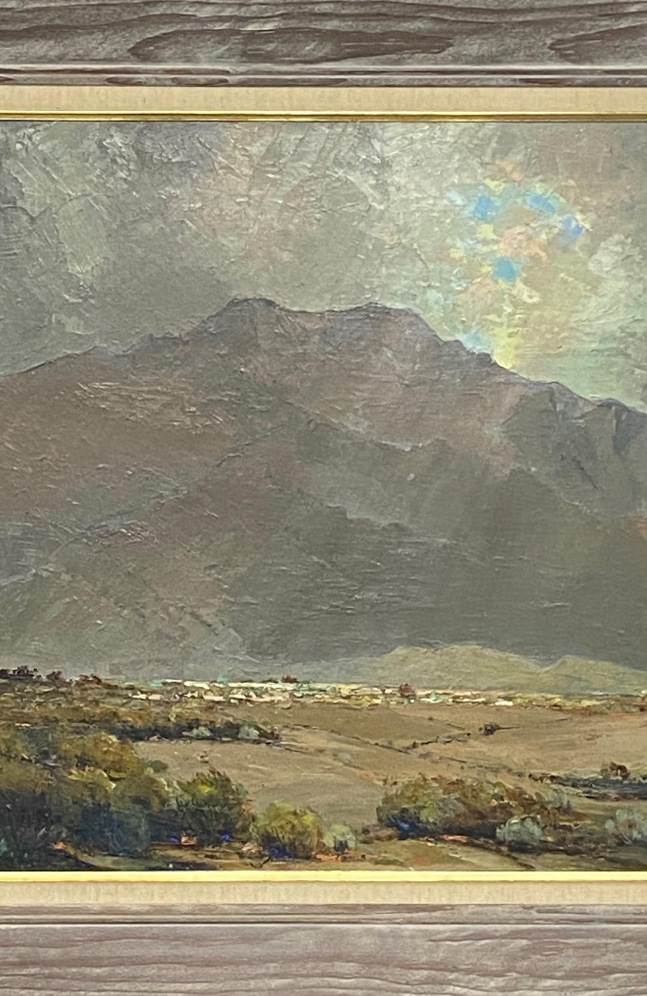 Palm Springs Mountain Dessert Landscape Painting by Roy Ropp Dated 1951 In Good Condition In San Francisco, CA
