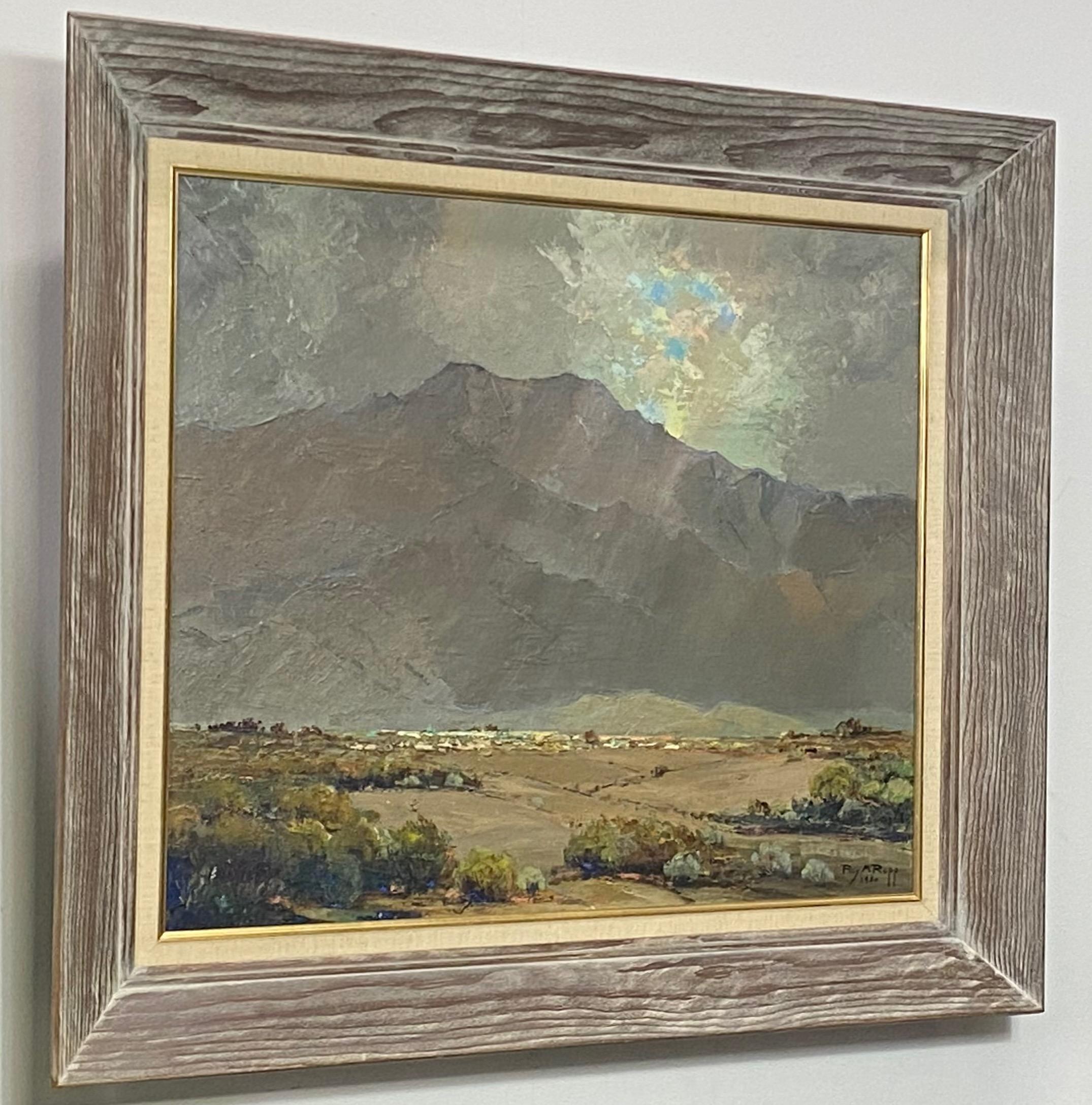 20th Century Palm Springs Mountain Dessert Landscape Painting by Roy Ropp Dated 1951