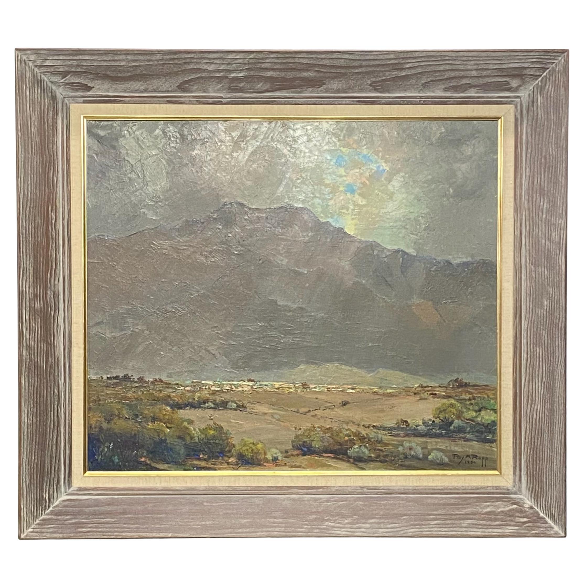 Palm Springs Mountain Dessert Landscape Painting by Roy Ropp Dated 1951