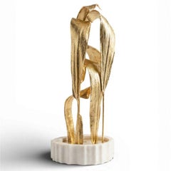 Palm Table Lamp — Handcrafted Lamp in Polished Brass and Marble