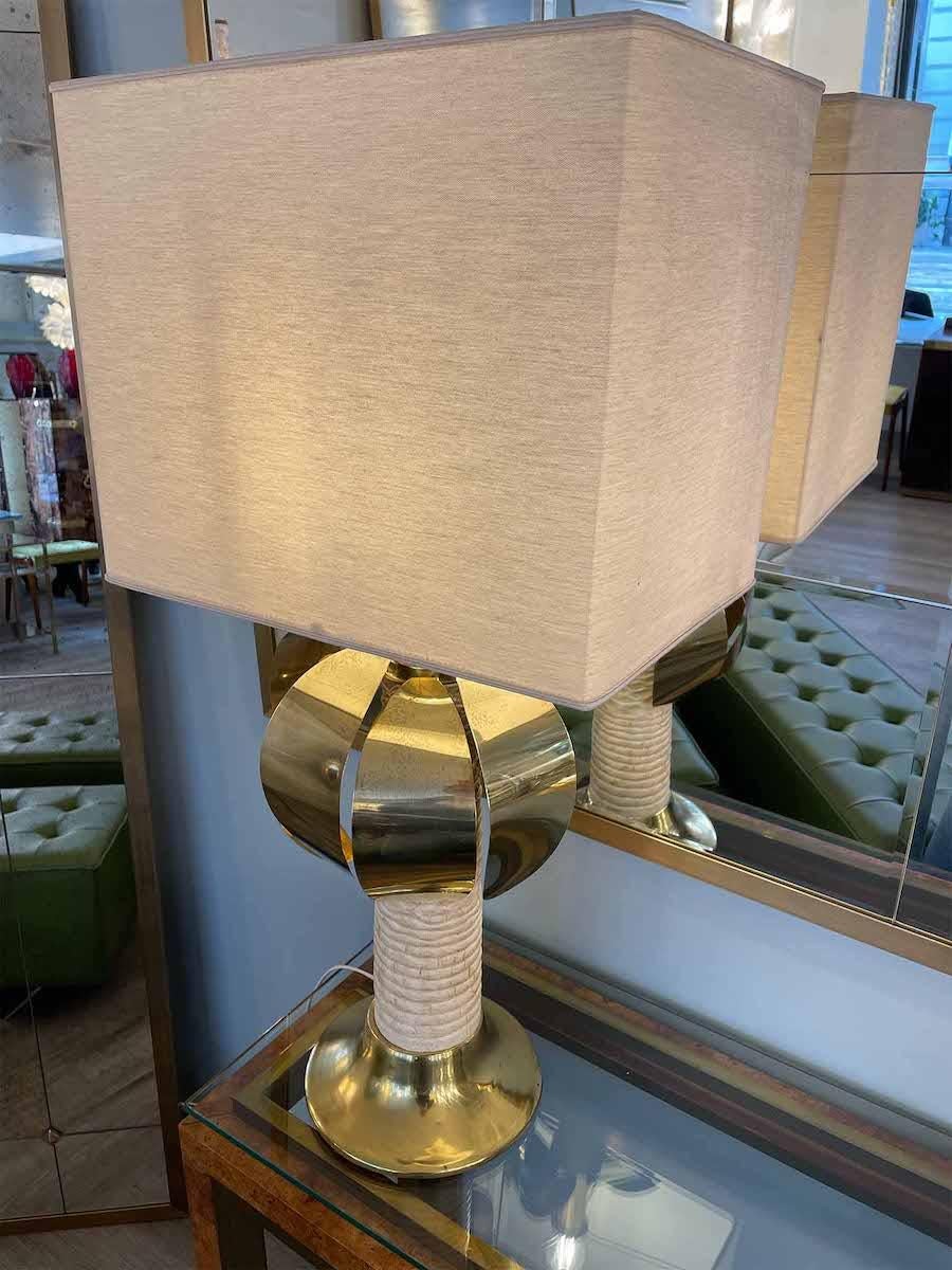 Lampe de table en forme de palmier dorée et blanche, signée Spark, 1970 en vente 2
