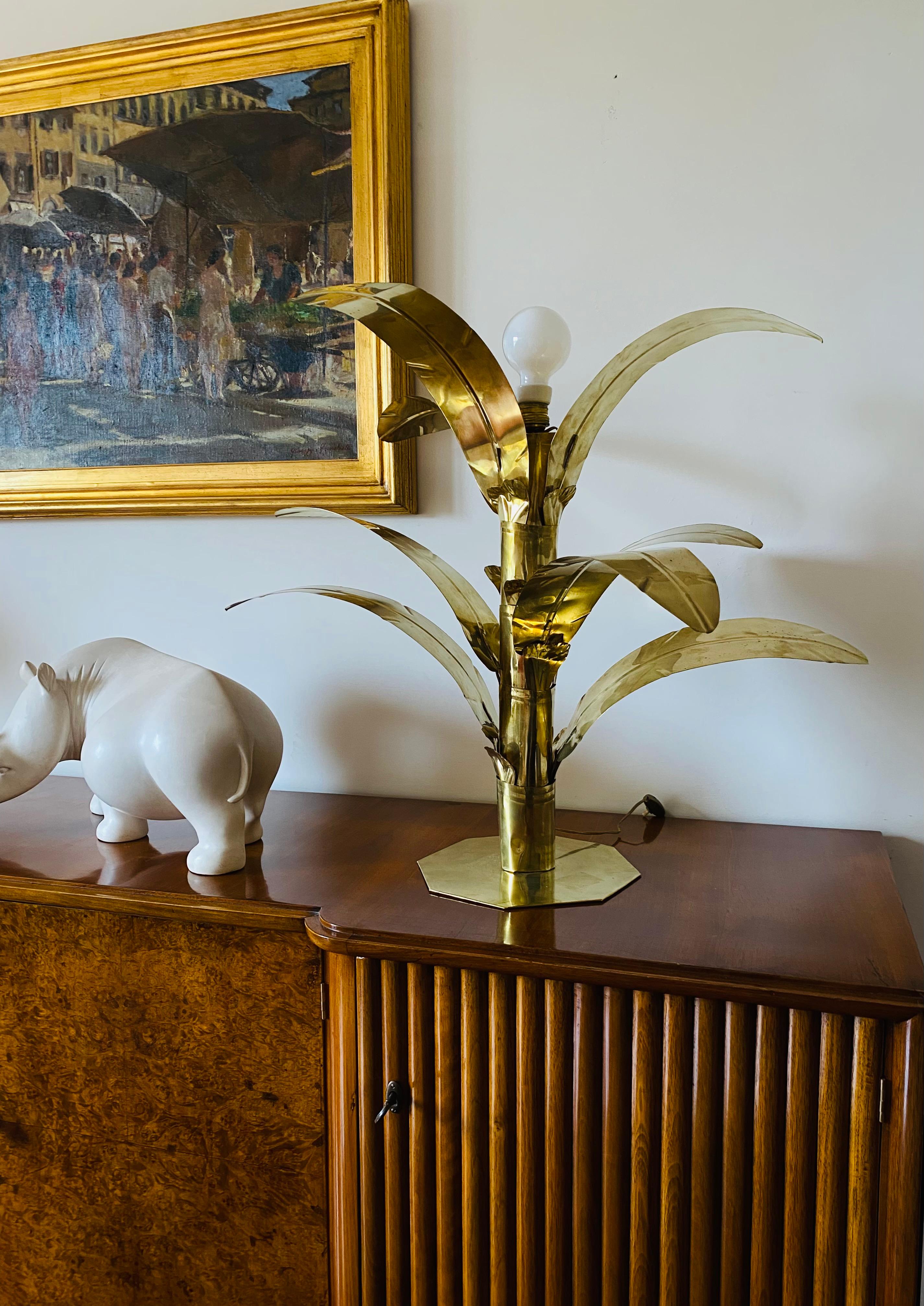 Mid-20th Century Palm Tree Brass Floor/Table Lamp, Bottega Gadda, Italy, 1960 For Sale