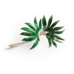 Palm Tree Brooch, Platinum, Green Enamel and Diamond, by Boucheron