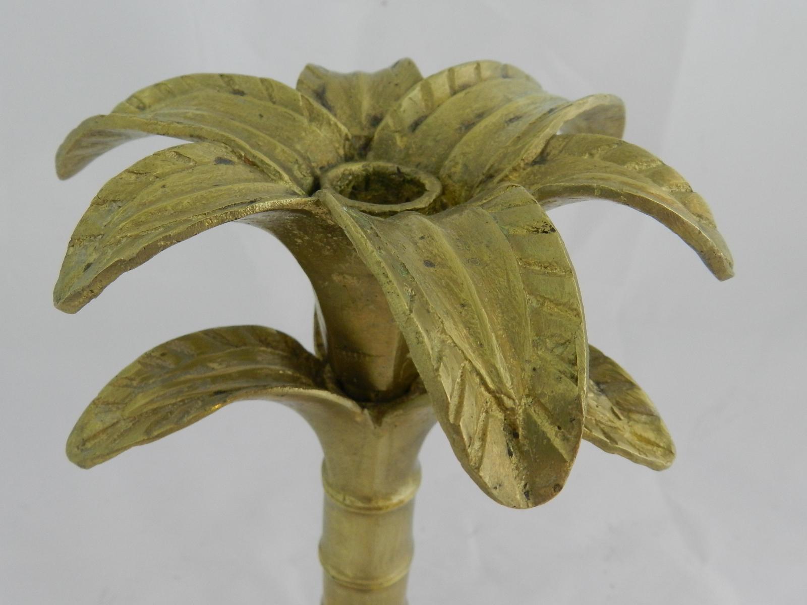 Other Palm Tree Candleholder Gilded Bronze One of a Kind Artist Signed 20th Century For Sale
