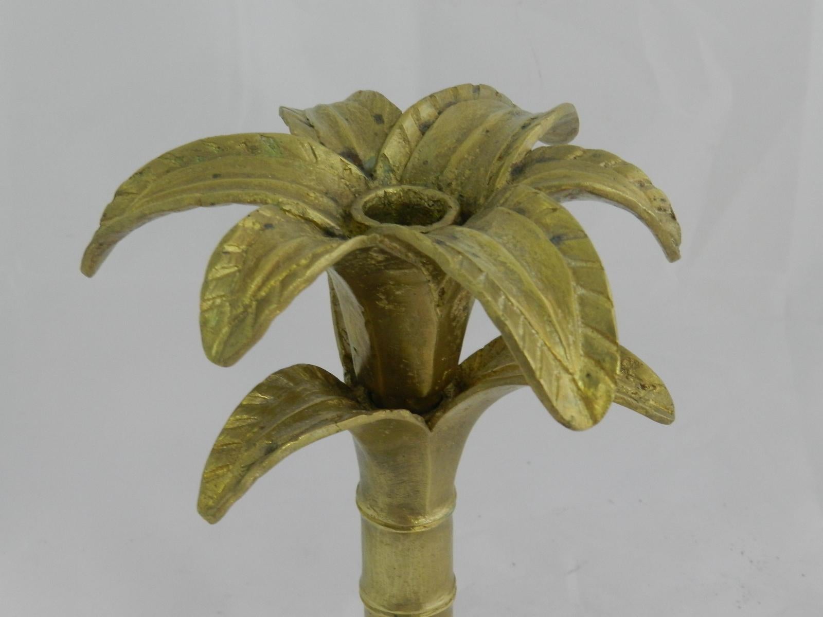 Gilt Palm Tree Candleholder Gilded Bronze One of a Kind Artist Signed 20th Century For Sale