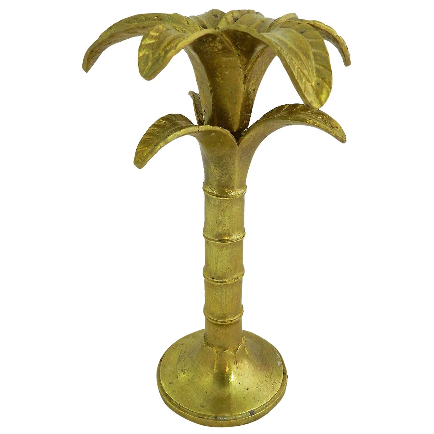 Palm Tree Candleholder Gilded Bronze One of a Kind Artist Signed 20th Century For Sale