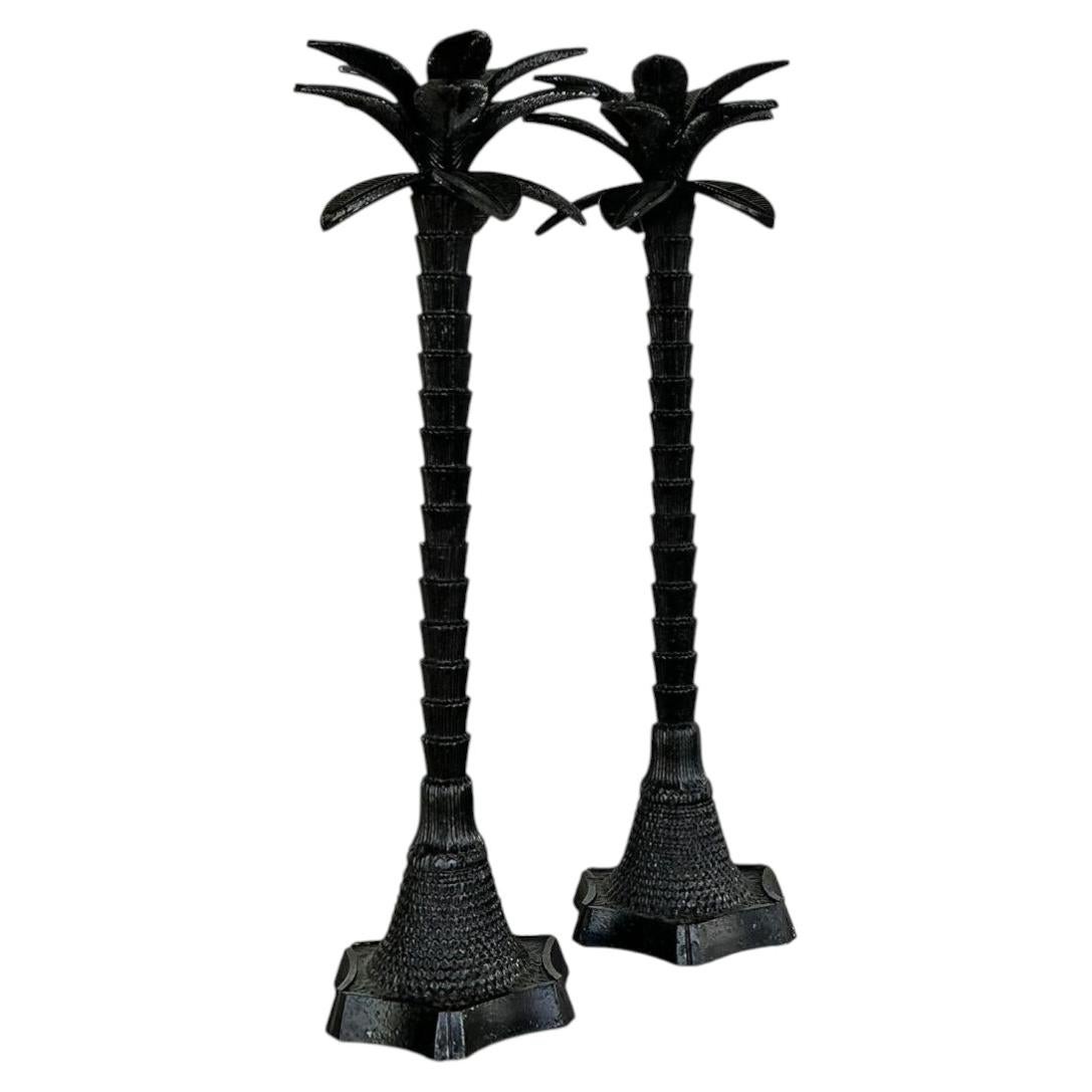 Palm Tree CandlesticksVintage Monumental Palm Tree Candlesticks - A Pair