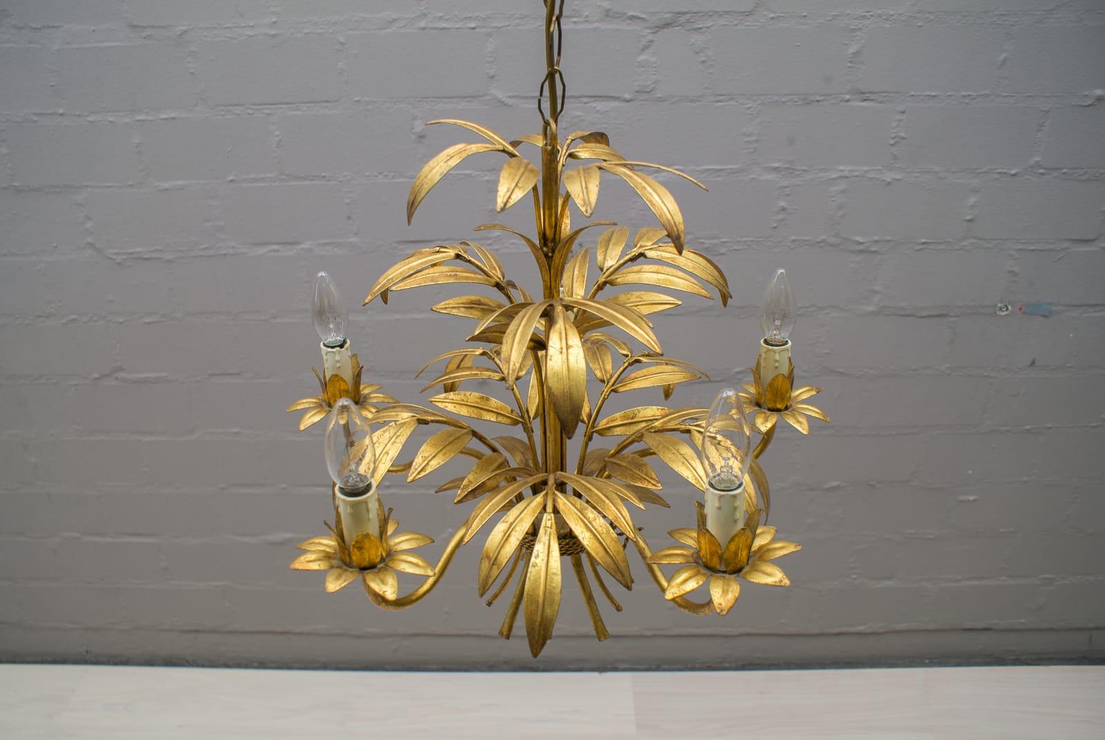 Metal Palm Tree Ceiling Light by Hans Kögl, Germany, 1970s