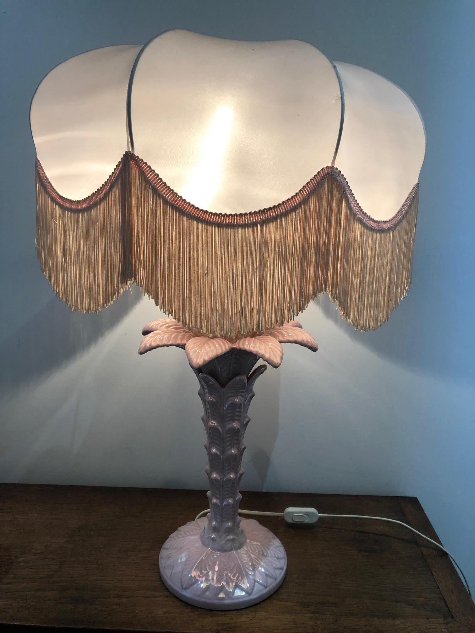 Mid-Century Modern Palm Tree Ceramic Lamp