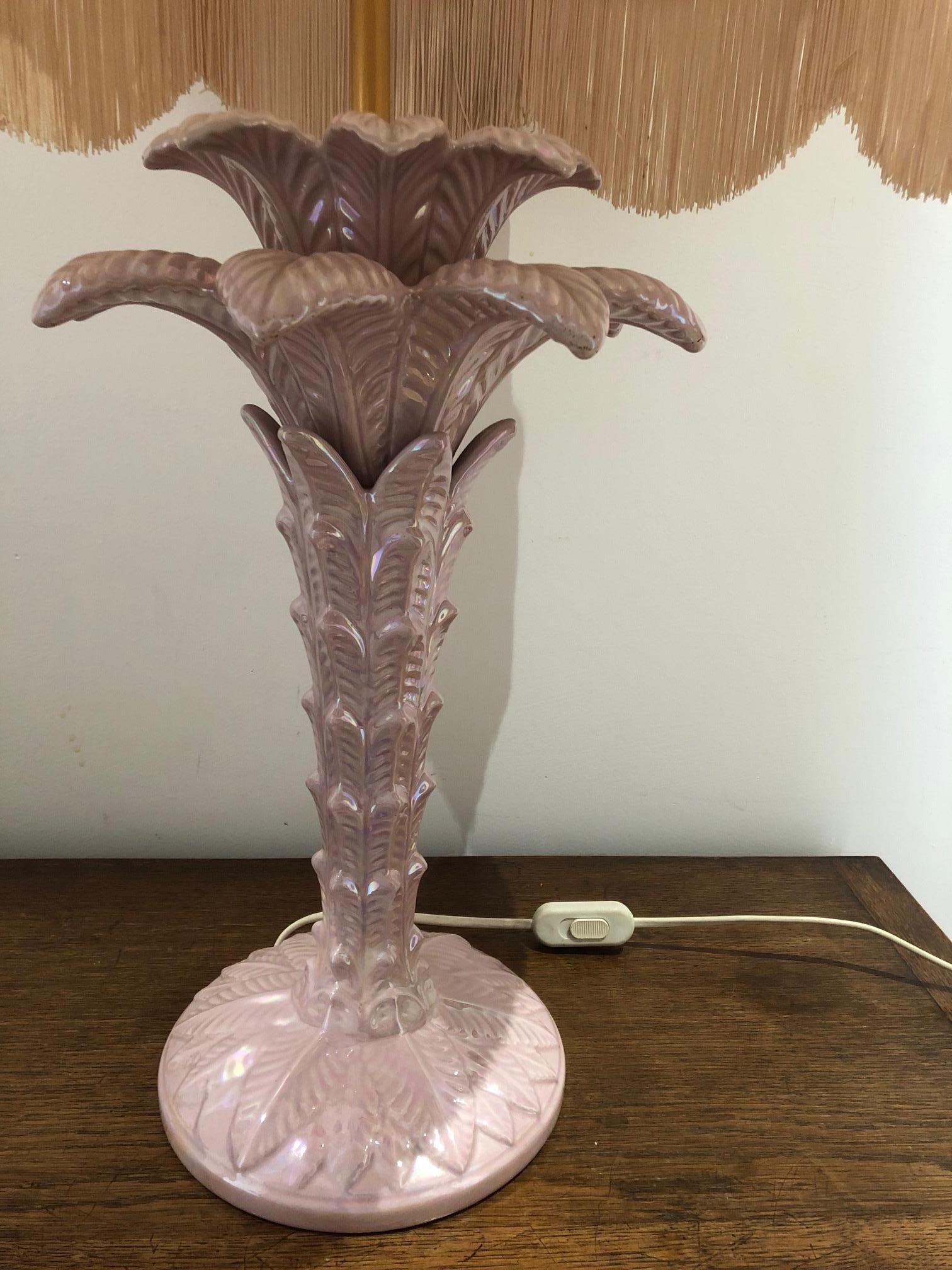 Palm Tree Ceramic Lamp In Good Condition In Brooklyn, NY