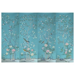 Papier peint Chinoiserie Palmier Papier peint peint peint à la main sur panneau de soie