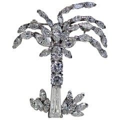 Palm Tree Diamond Broach Platinum