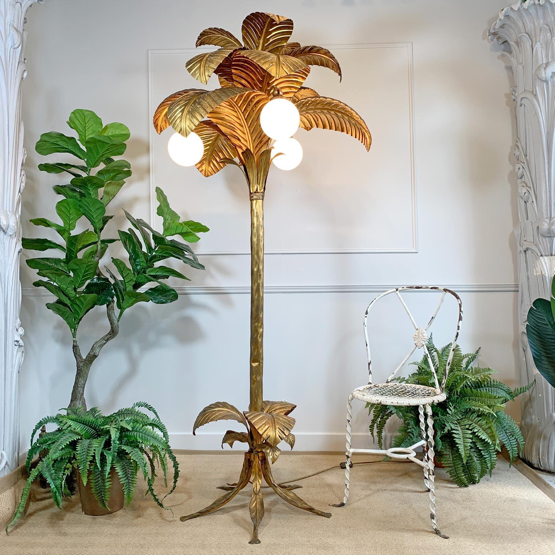 Metal Gold Palm Tree Floor Lamp Sergio Terzani For Sale