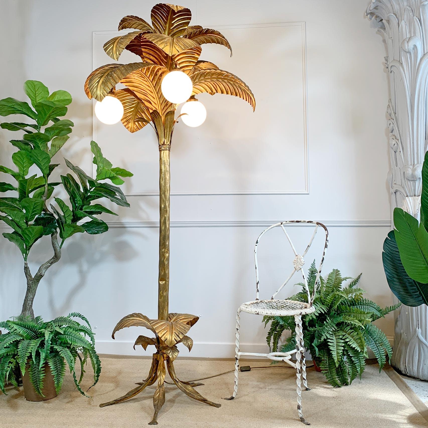 Regency Revival Gold Palm Tree Floor Lamp Sergio Terzani For Sale