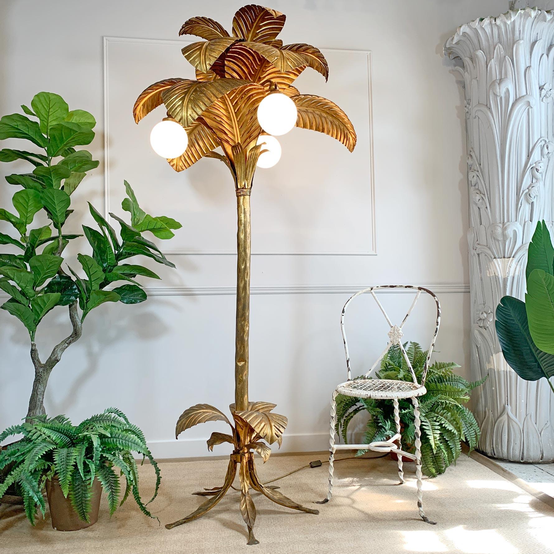 Gilt Gold Palm Tree Floor Lamp Sergio Terzani For Sale