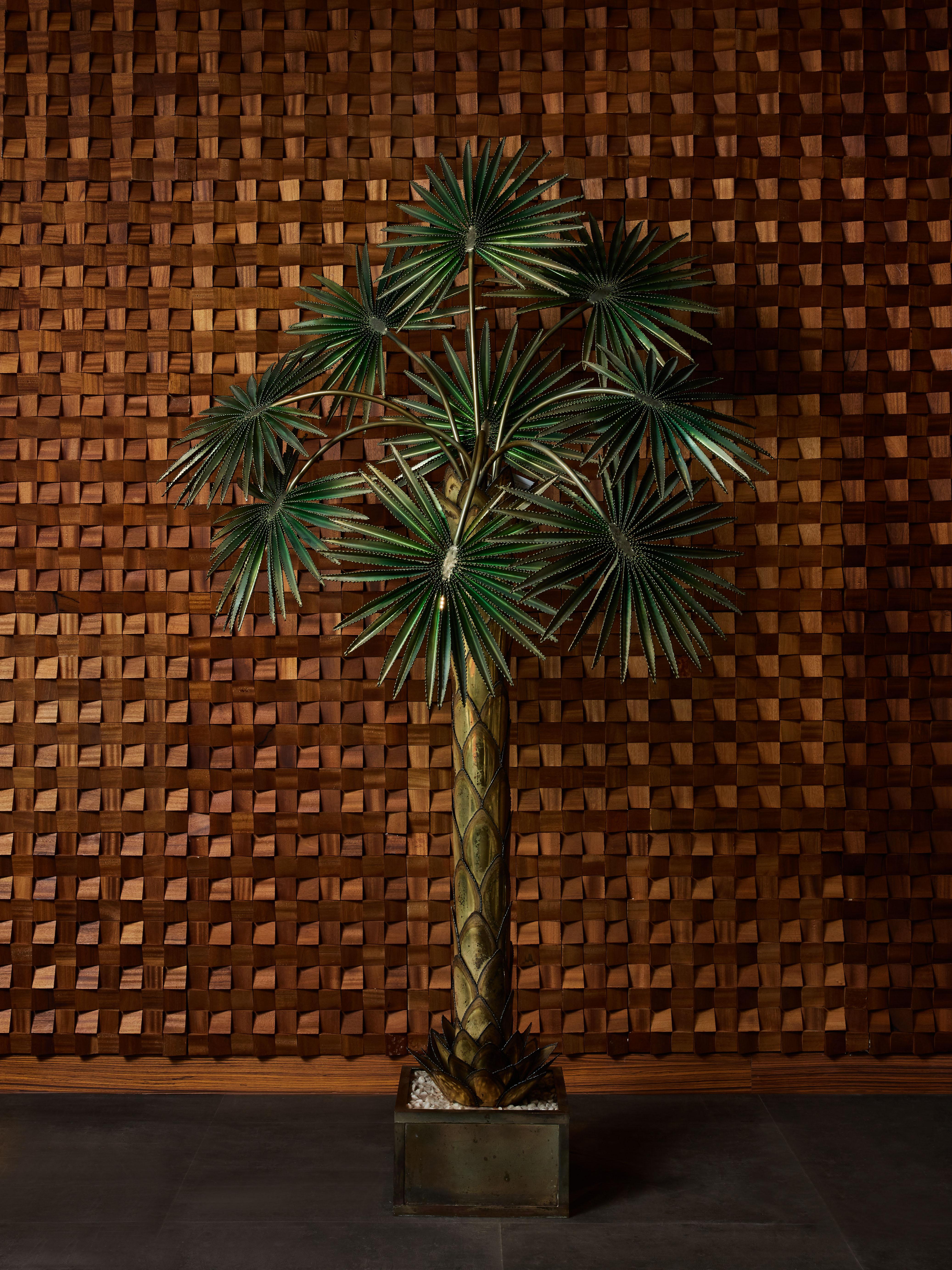 Mid-Century Modern Palm Tree Floor Lamp in Brass by Maison Jansen