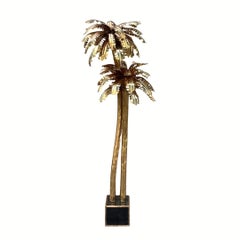 Lampadaire « Palm tree » en métal doré, créé par Christian Techoueyres pour Maison Jansen