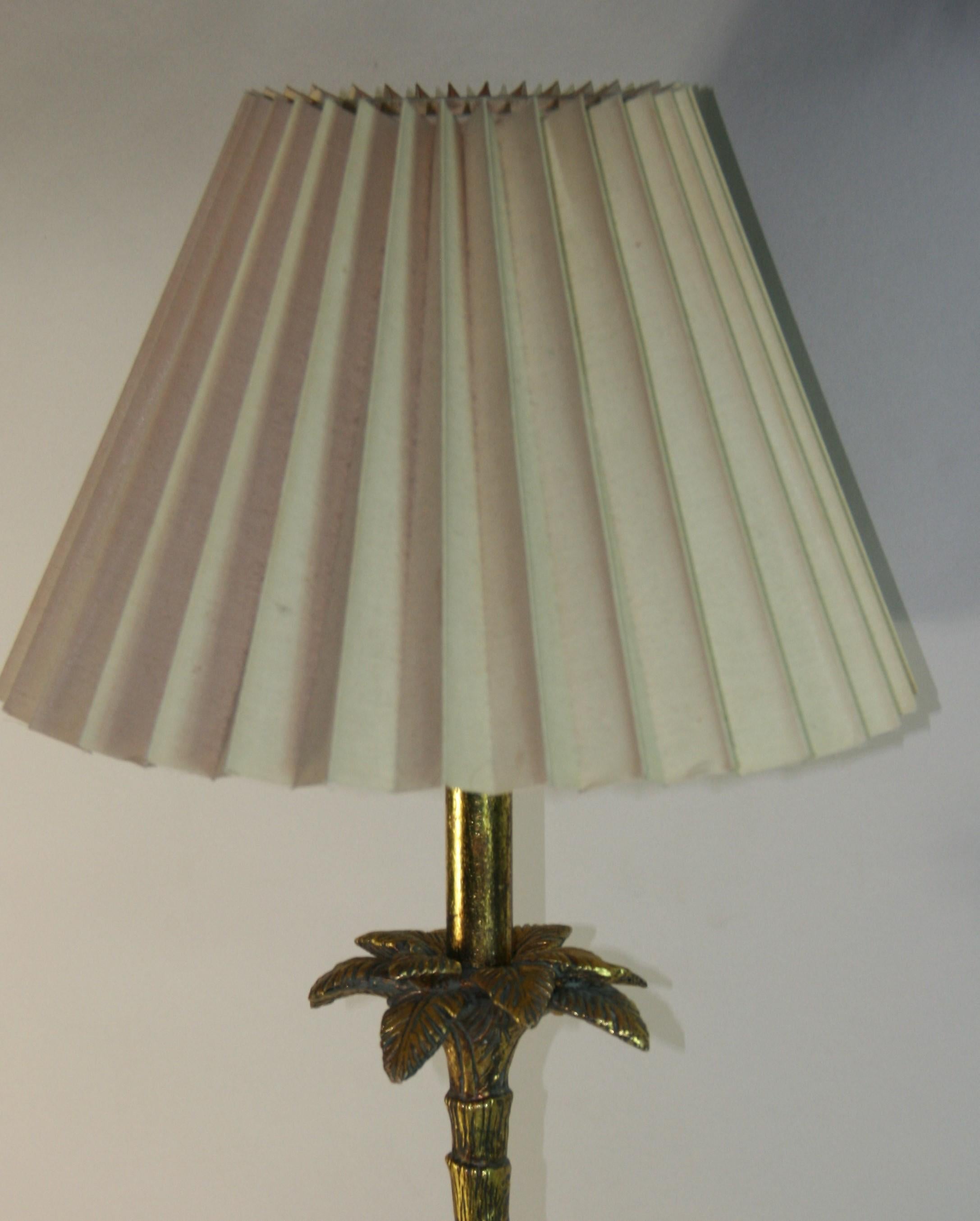 Metal Monkey Climbing Palm Tree  Gilt Table Lamp. For Sale