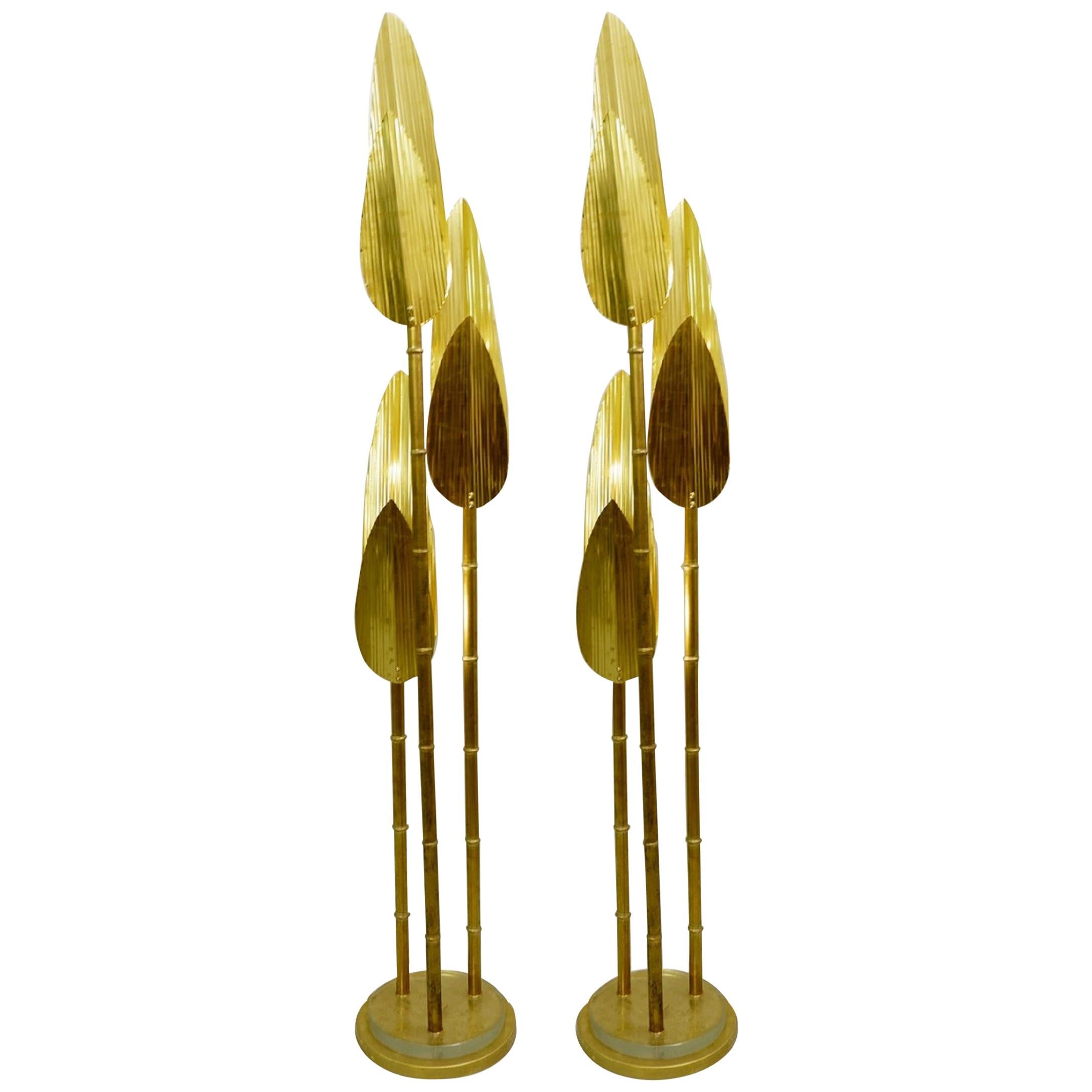 Palm Tree Gold Floor Lamp, 2 Pairs Available