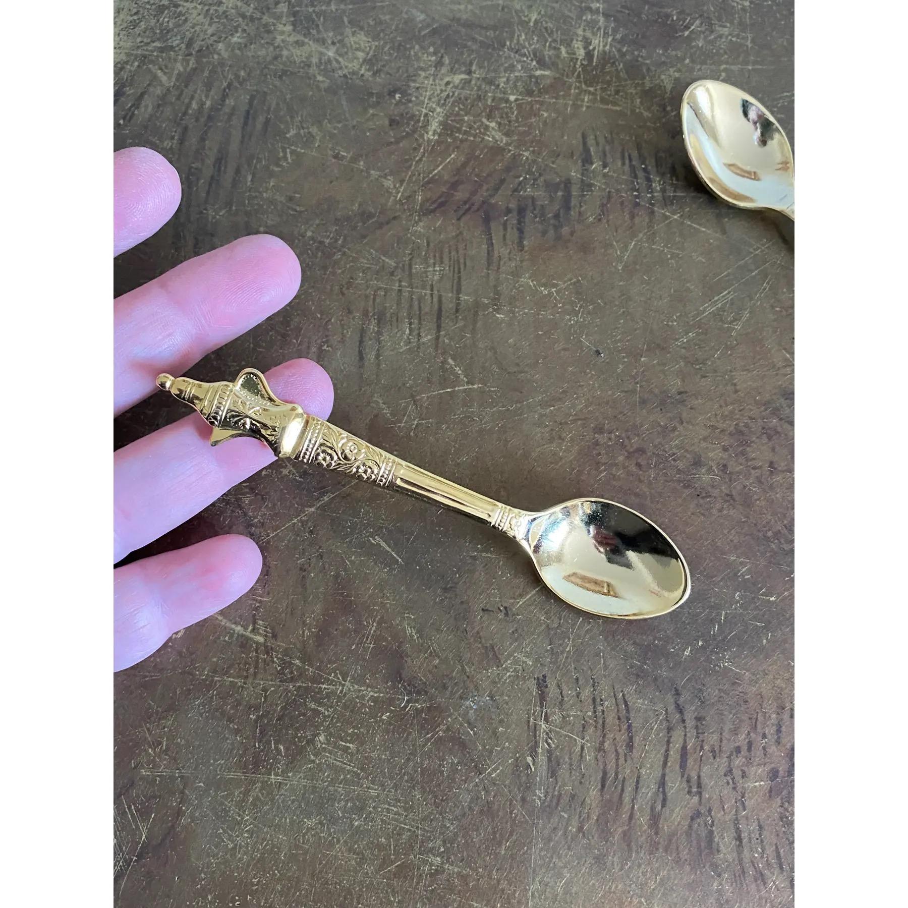 Mid-Century Modern Palm Tree Gold-Plated Demitasse Spoons, Set of 6 (Japan) For Sale