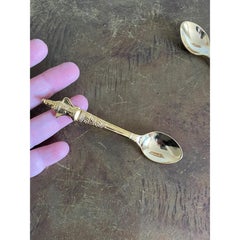 Gold-Plated Demitasse Spoons Set of Six, Hand-Crafted, Japan, 1960s