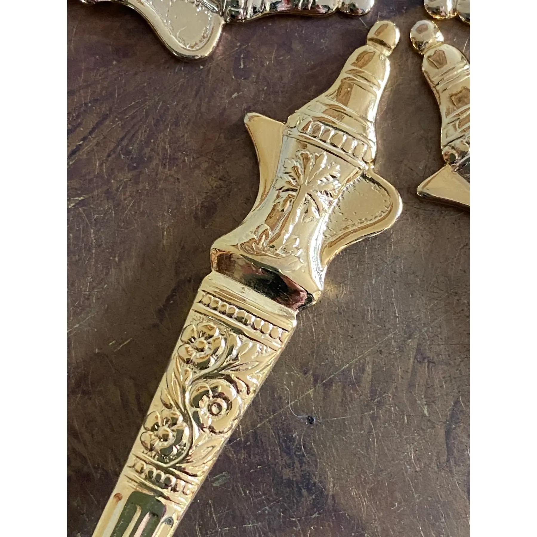 Japanese Palm Tree Gold-Plated Demitasse Spoons, Set of 6 (Japan) For Sale