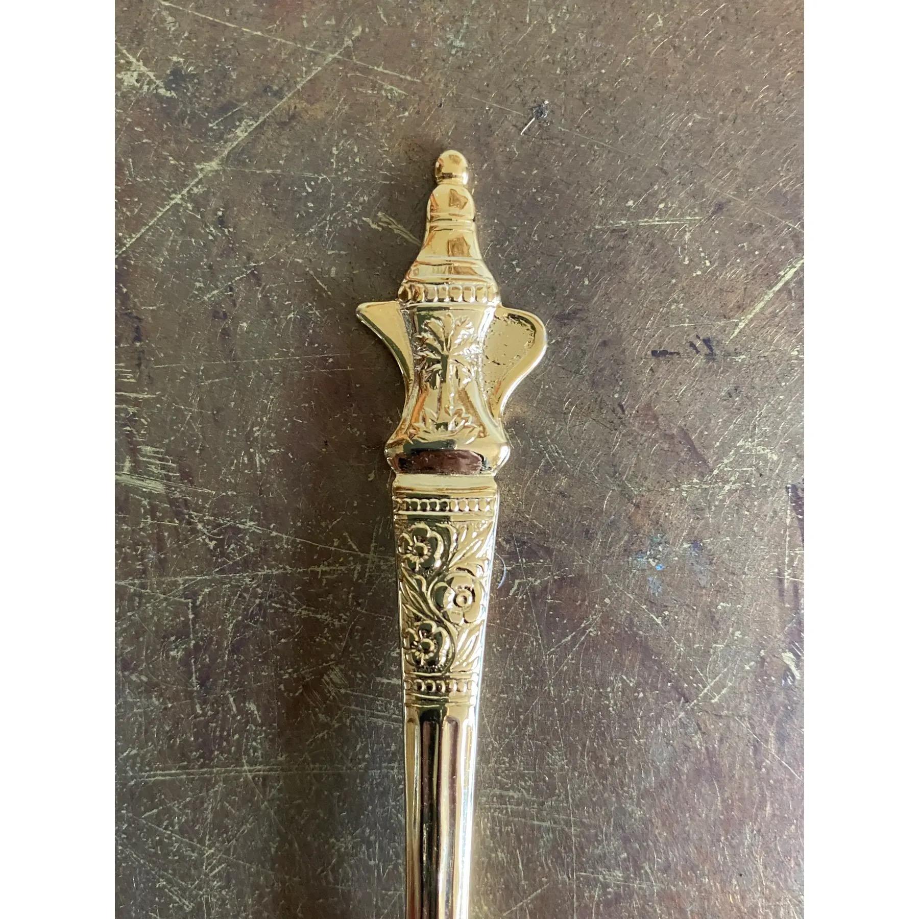 Palm Tree Gold-Plated Demitasse Spoons, Set of 6 (Japan) In Good Condition For Sale In Round Top, TX