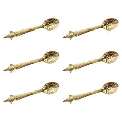 Palm Tree Gold-Plated Demitasse Spoons, Set of 6 (Japan)