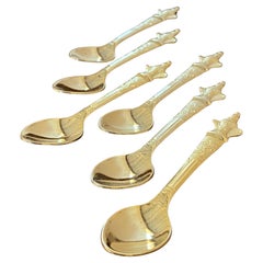 Vergoldete Demitasse-Löffel mit Palmenmotiv, 6er-Set (Japan)