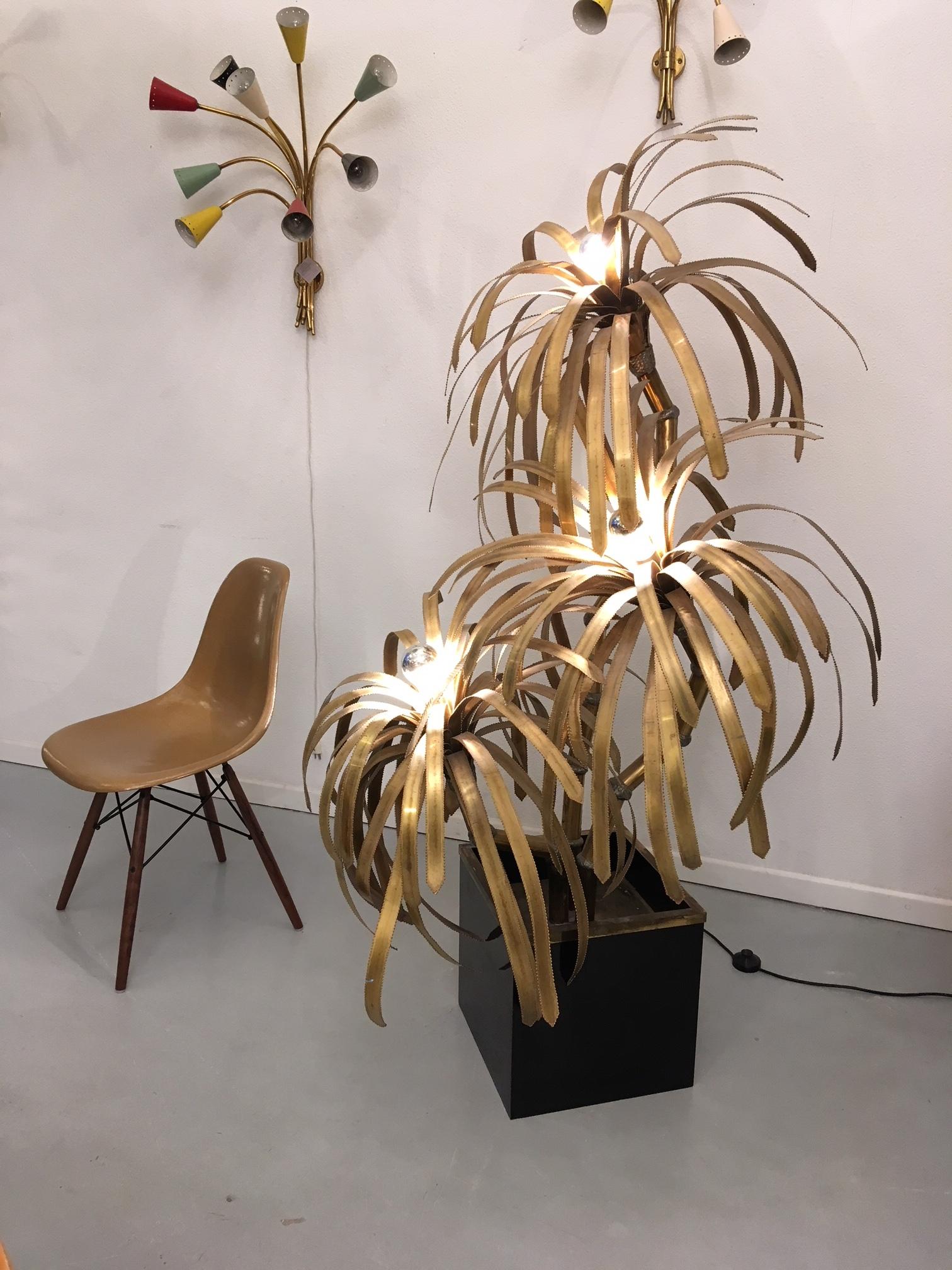 Brass Palm Tree Lamp by Maison Jansen