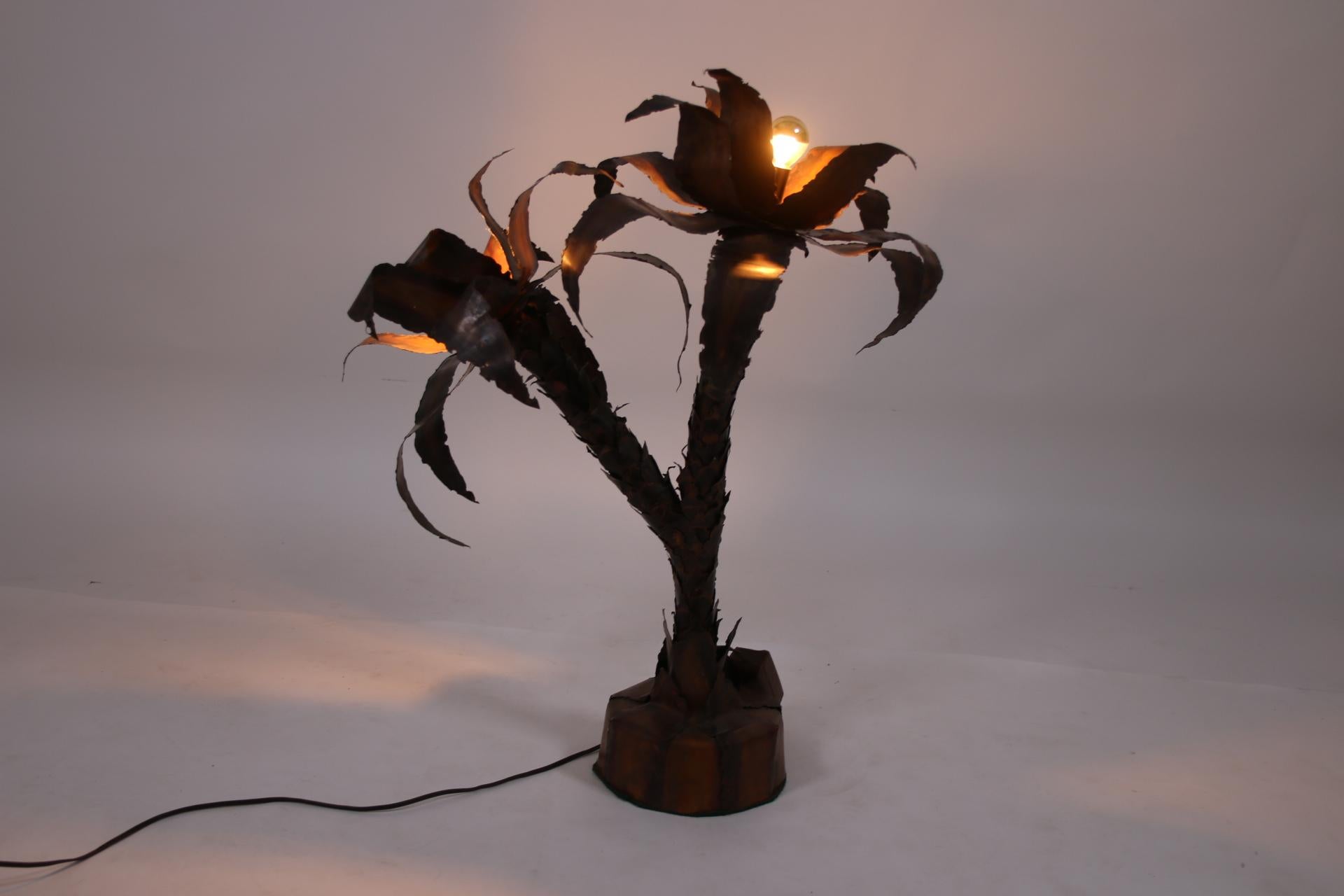 Brass Palm Tree Lamp by Masion Jansen Paris 1970 For Sale